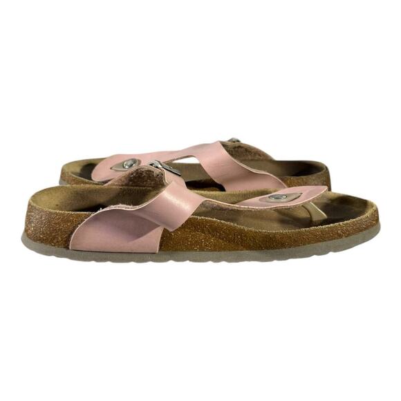 Birkenstock Gizeh Sandal Thong Pink Rose Gold EU 40 Leather Metallic Cork US 9 - Picture 8 of 9